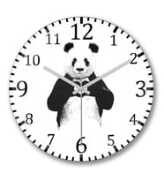 Panda1 Duvar Saati Bombeli Gercek Cam