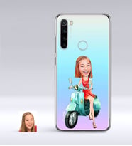 BK Gift Kişiye Özel Bayan Karikatürlü Xiaomi Redmi Note 8 İnce Şeffaf Silikon Telefon Kapağı-24 (Beyaz)
