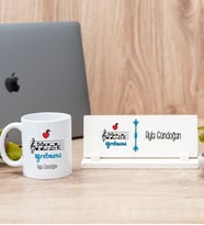 Müzik Öğretmeni Beyaz Kupa Bardak Ve Masa İsimliği Hediye Seti
