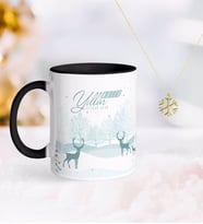 BK Gift Kişiye Özel Yılbaşı Mutlu Yıllar Siyah Kupa ve Kar Tanesi Kolye-20 (Model 1)