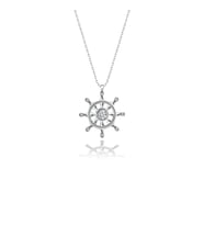 Gümüş Gemi Dümeni Swarovski Taşlı Kolye Sertifikalı Qr Kod