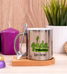 Gıda Teknikeri Ahşap Altlıklı Silver Kupa Bardak