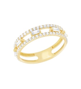 Diamond Line-Gülaylar Altın 14 Ayar Baget taşlı Yüzük