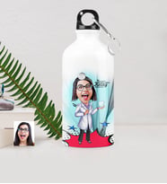 BK Gift Kişiye Özel Bayan Diş Hekimi Karikatürlü Metal Suluk 500 Ml 2