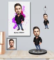 Kişiye Özel Erkek Karikatürlü 3 lü Hediye Seti Model-2