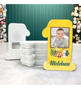 1 Yaş Açacaklı Resimli Hediyelik Magnet - Safari Tasarım - Doğum Günü Açacak Magnet