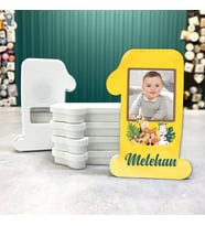 1 Yaş Açacaklı Resimli Hediyelik Magnet - Safari Tasarım - Doğum Günü Açacak Magnet
