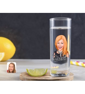 BK Gift Kişiye Özel Renkli Baskılı Kadın Karikatürlü Vodka Bardağı-75 (Beyaz)