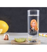 BK Gift Kişiye Özel Renkli Baskılı Kadın Karikatürlü Vodka Bardağı-75 (Beyaz)