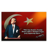 ''Güner Ofis'' Atatürk Tablosu Deri Üzerine Kanvas Tablo 80x130
