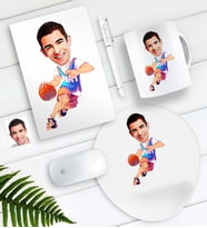 BK Gift Kişiye Özel Bay Basketbolcu Karikatürlü Defter Kalem Kupa Mouse Pad Seti-2 (Model 1)
