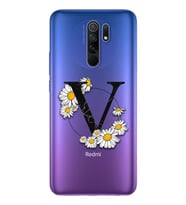 Papatya Harf Tasarım Süper Şeffaf Silikon Telefon Kılıfı Xiomai Redmi 9 V-Harfi