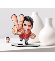 BK Gift Kişiye Özel Erkek Karikatürlü Ahşap Biblo Model-33 (Beyaz)