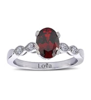 Lova Pırlantalı Oval Garnet Yüzük - 1080057