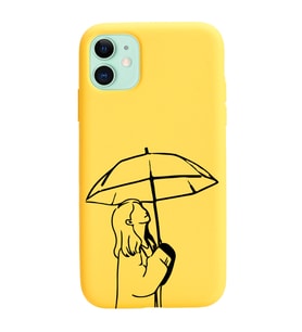 Iphone 11 Çizgi Tasarımlı Sarı Lansman Telefon Kılıfı