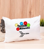 Yazılım Mühendisi Dikdörtgen Saten Yastık (Beyaz)