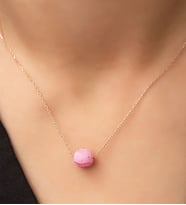 Papatya Silver Pembe Hareli Doğal Taş Gümüş Kolye