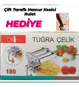 Tuğra Çelik 180 Paslanmaz Erişte Makarna Hamur Açma Kesme Makinası
