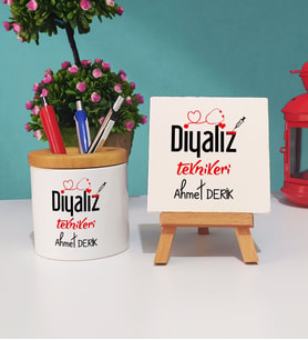 Diyaliz Teknikeri Hediye Kalemlik ve Dekoratif Taş Baskı Hediye Seti