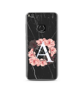 Mermer Çiçekli Harf Tasarım Süper Şeffaf Silikon Telefon Kılıfı Huawei P9 Lite 2