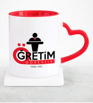 BK Gift Kişiye Özel Mesleki Öğretim Görevlisi Kırmızı Kalpli Kupa Bardak