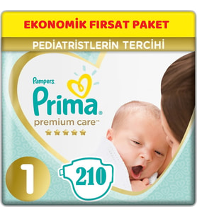 Prima Premium Care Bebek Bezi Beden:1 (2-5Kg) Yeni Doğan 210 Adet Ekonomik Fırsat Pk