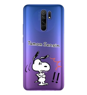 Snoopy Tasarımlı Süper Şeffaf Silikon Telefon Kılıfı Xiomai Redmi 9