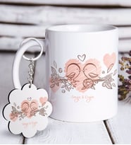 BK Gift Kişiye Özel Sevgililer Günü Beyaz Kupa ve Anahtarlık Hediye Seti-35 (Model 1)