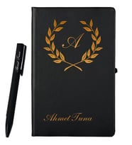 Kişiye Özel Hazırlanmış Siyah Defter ve Kalem Set