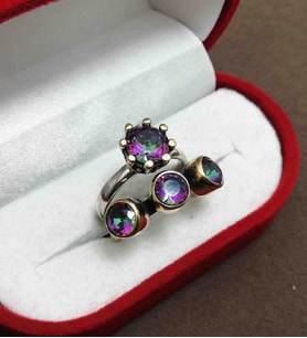 Mistik Topaz Taşlı 925 Ayar Otantik Gümüş Bayan Yüzük