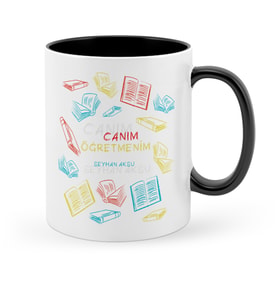 BK Gift Kişiye Özel Canım Öğretmenim Siyah Kupa Bardak  3