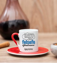 Felsefe Öğretmeni Kırmızı Türk Kahvesi Fincanı