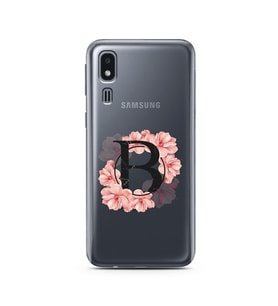 Pembe Çiçekli Harf Tasarım Süper Şeffaf Silikon Telefon Kılıfı Samsung A2 Core B