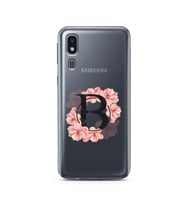 Pembe Çiçekli Harf Tasarım Süper Şeffaf Silikon Telefon Kılıfı Samsung A2 Core B