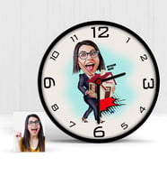 BK Gift Kişiye Özel Bayan Gayrimenkul Danışmanı Karikatür Ahşap Duvar Saati  2
