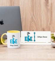 Ebe Sarı Kupa Bardak Ve Masa İsimliği Hediye Seti