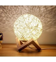Rattan Hasır Standlı USB Moon Ay Gece Lambası (STD)