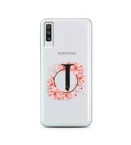 Pembe Çiçekli Harf Tasarım Süper Şeffaf Silikon Telefon Kılıfı Samsung A70 J-Har