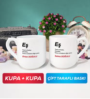 İkili Eş Kupa Bardak Oval