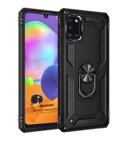 Microsonic Samsung Galaxy A31 Kılıf Military Ring Holder Siyah