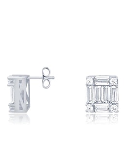 Diamond Line-Gülaylar Altın 14 Ayar Baget Taşlı Küpe
