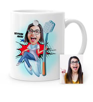 BK Gift Kişiye Özel Diş Hekimi Karikatür Beyaz Kupa Bardak  4