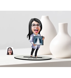 BK Gift Kişiye Özel Bayan Radyolojist Karikatür Ahşap Biblo  1