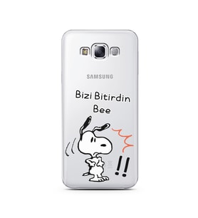 Snoopy Tasarımlı Süper Şeffaf Silikon Telefon Kılıfı Samsung E7