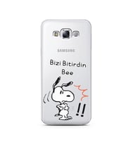 Snoopy Tasarımlı Süper Şeffaf Silikon Telefon Kılıfı Samsung E7