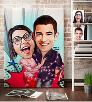 BK Gift Kişiye Özel Sevgililer Karikatür Kanvas Tablo 70x100cm 2