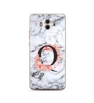 Mermer Çiçekli Harf Tasarım Süper Şeffaf Silikon Telefon Kılıfı Huawei Mate 10 P