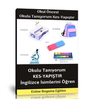 Okul Öncesi Okul Eşyalarını Tanıyorum Kes – Yapıştır Etkinlik Kitabı