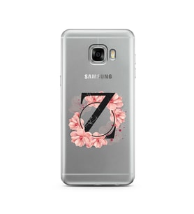 Pembe Çiçekli Harf Tasarım Süper Şeffaf Silikon Telefon Kılıfı Samsung C5   Z-Ha