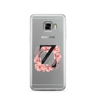Pembe Çiçekli Harf Tasarım Süper Şeffaf Silikon Telefon Kılıfı Samsung C5   Z-Ha